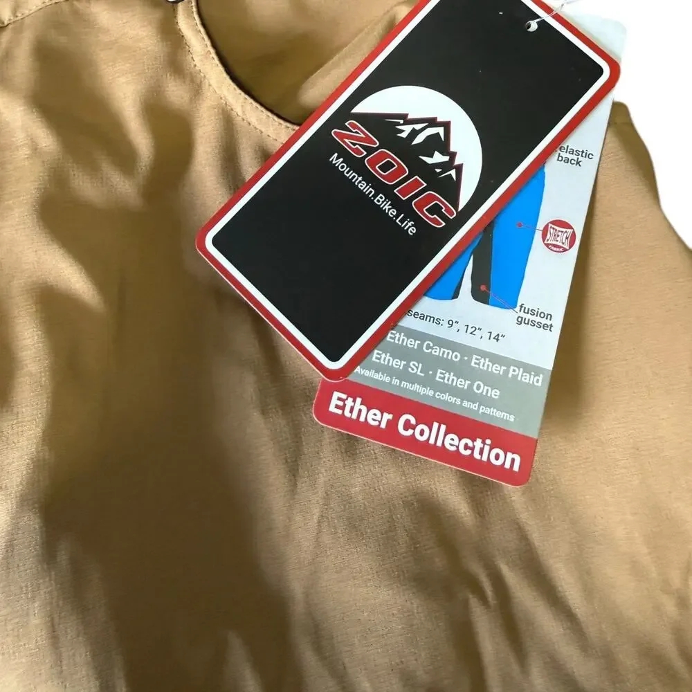 Zoic Ether Bike Shorts Mens Size L Tan Stretch Pockets Adjustable Waist